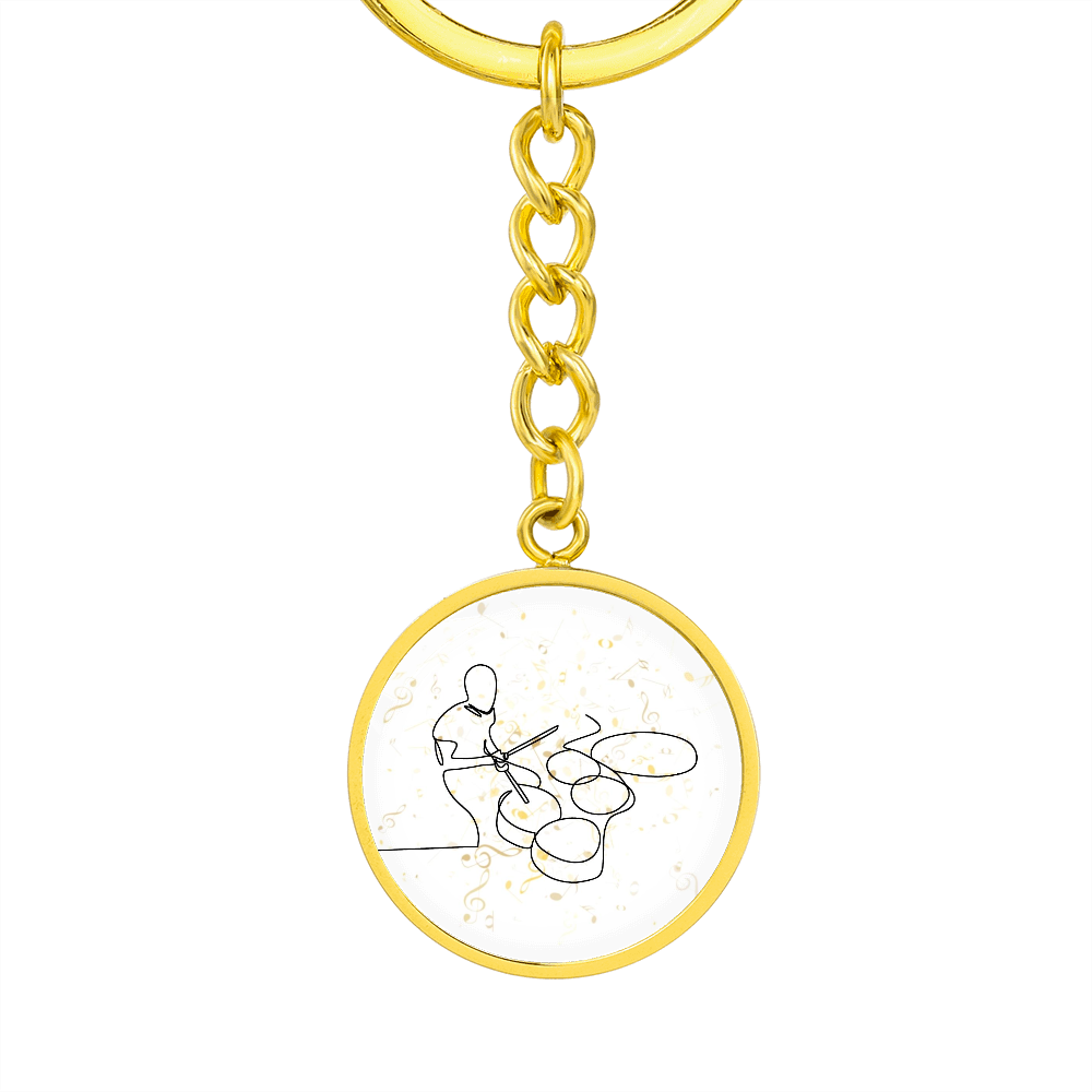 Drums Music Notes | Circle Pendant Keychain | Gift for Drummer