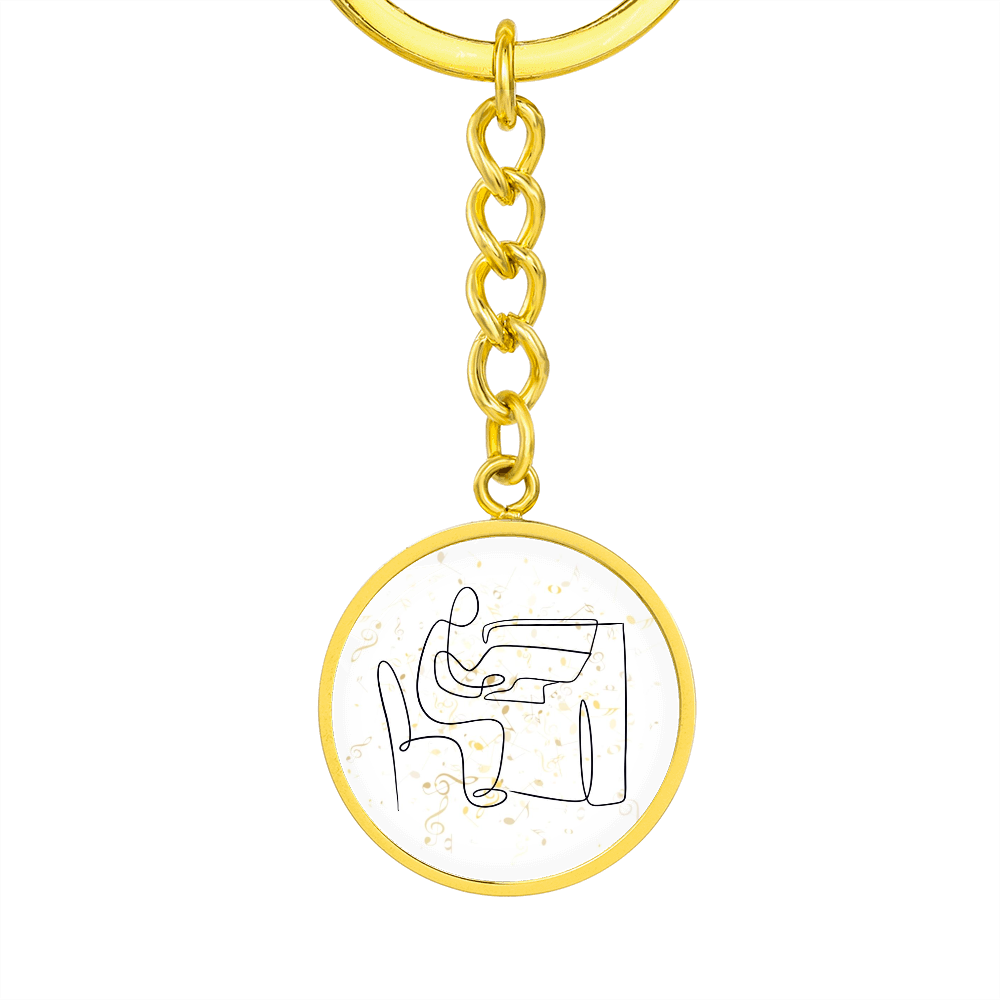 Piano Music Notes | Circle Pendant Keychain | Gift for Pianist