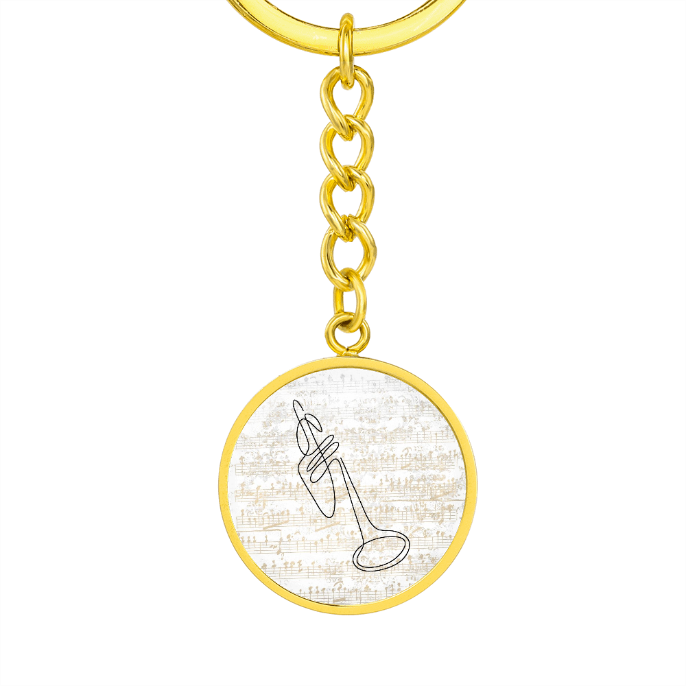 Trumpet Sheet Music | Circle Pendant Keychain | Gift for Trumpetist