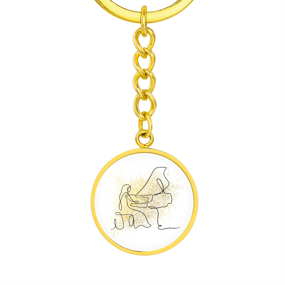 Grand Piano Gold Splatter | Circle Pendant Keychain | Gift for Pianist