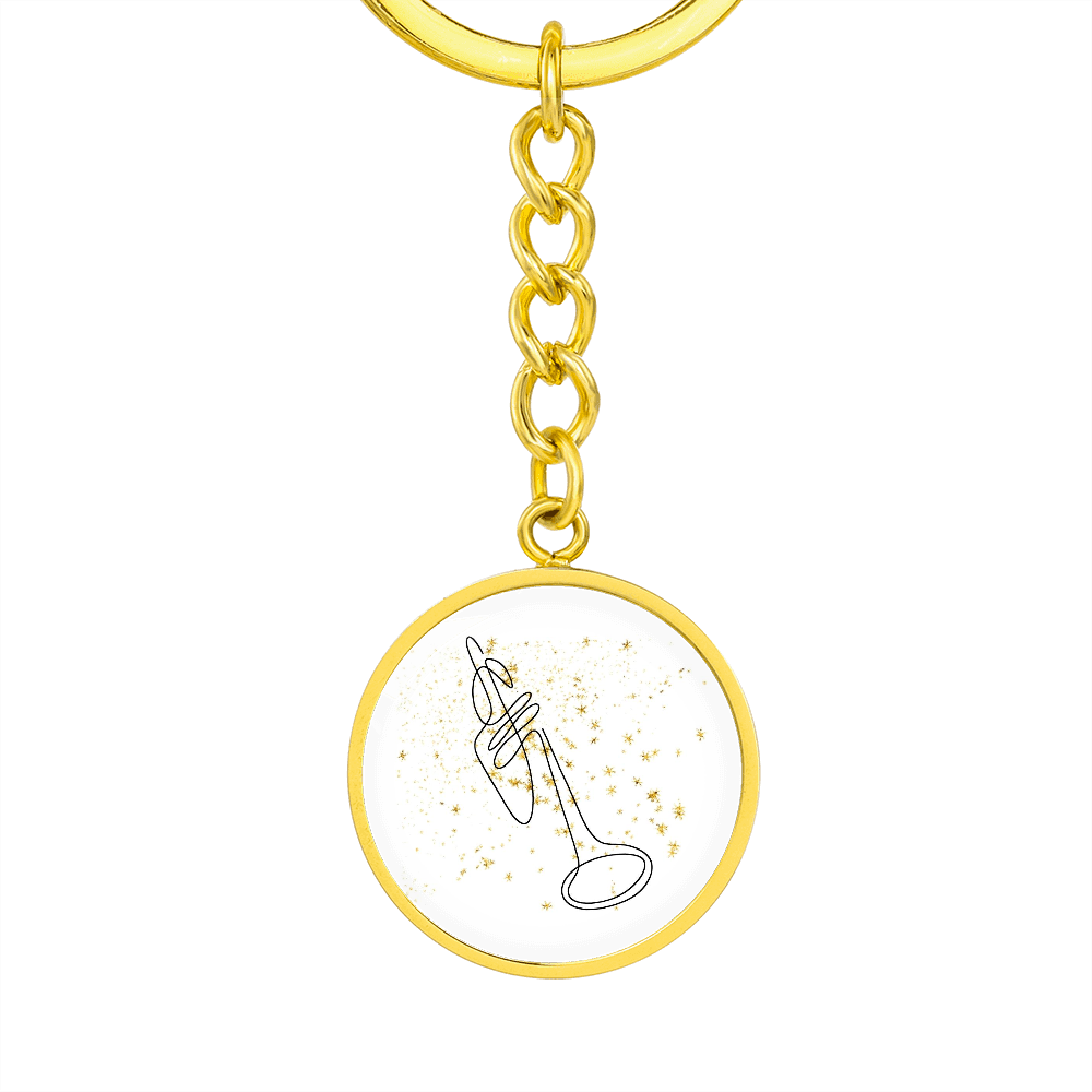 Trumpet Gold Stars | Circle Pendant Keychain | Gift for Trumpetist