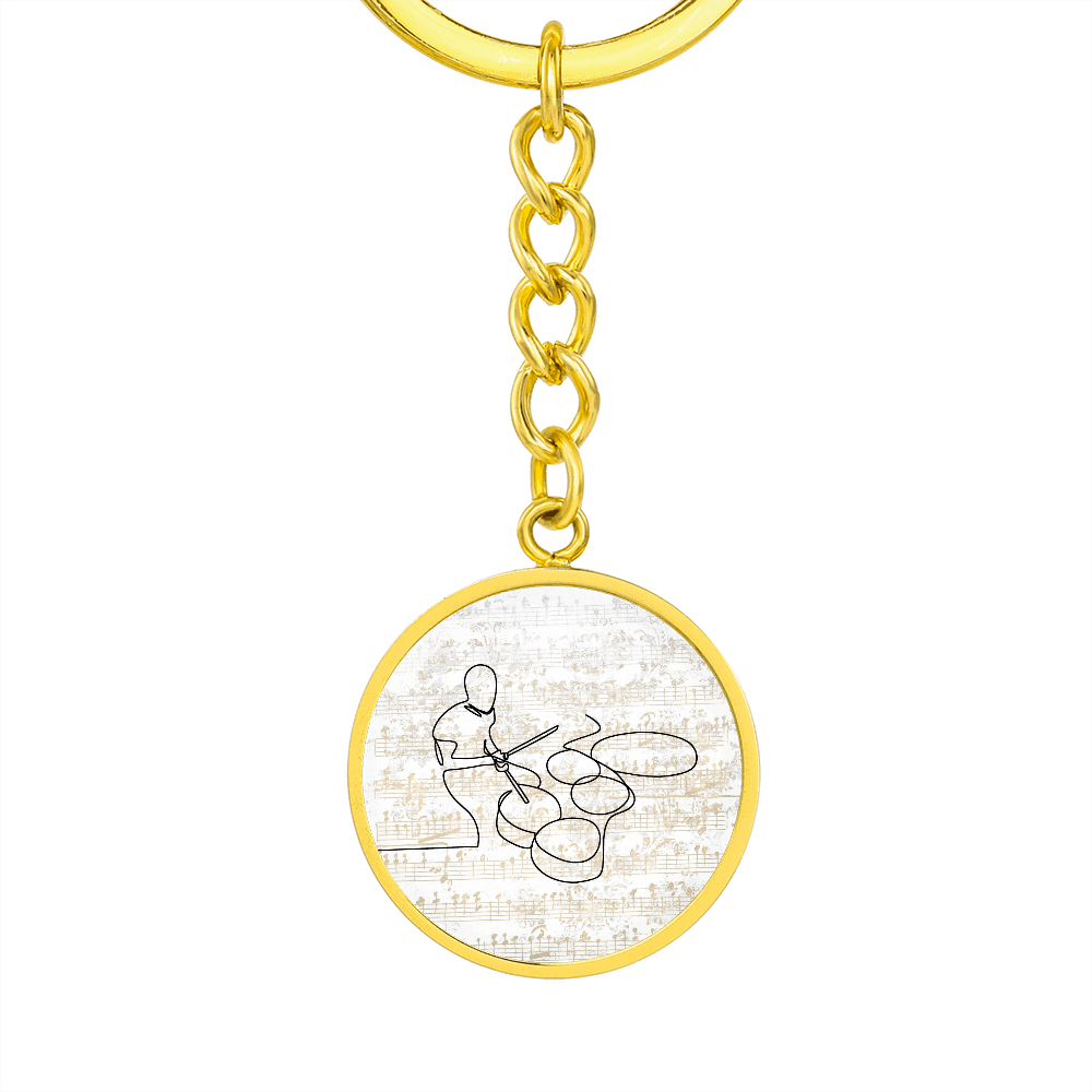 Drums Sheet Music | Circle Pendant Keychain | Gift for Drummer