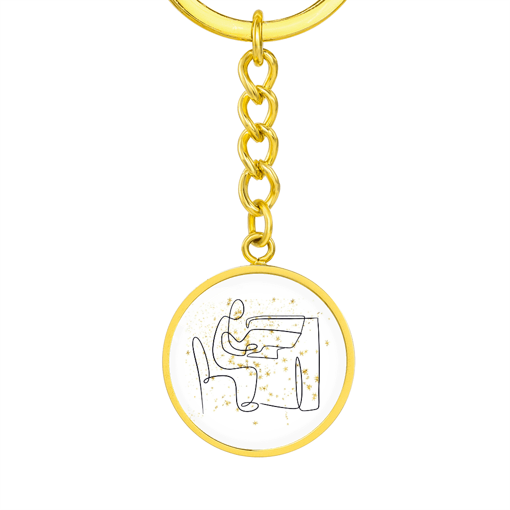 Piano Gold Stars | Circle Pendant Keychain | Gift for Pianist