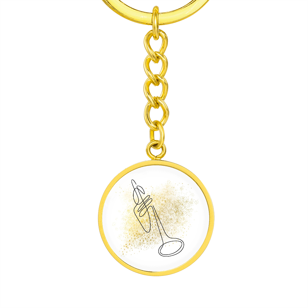 Trumpet Gold Splatter | Circle Pendant Keychain | Gift for Trumpetist