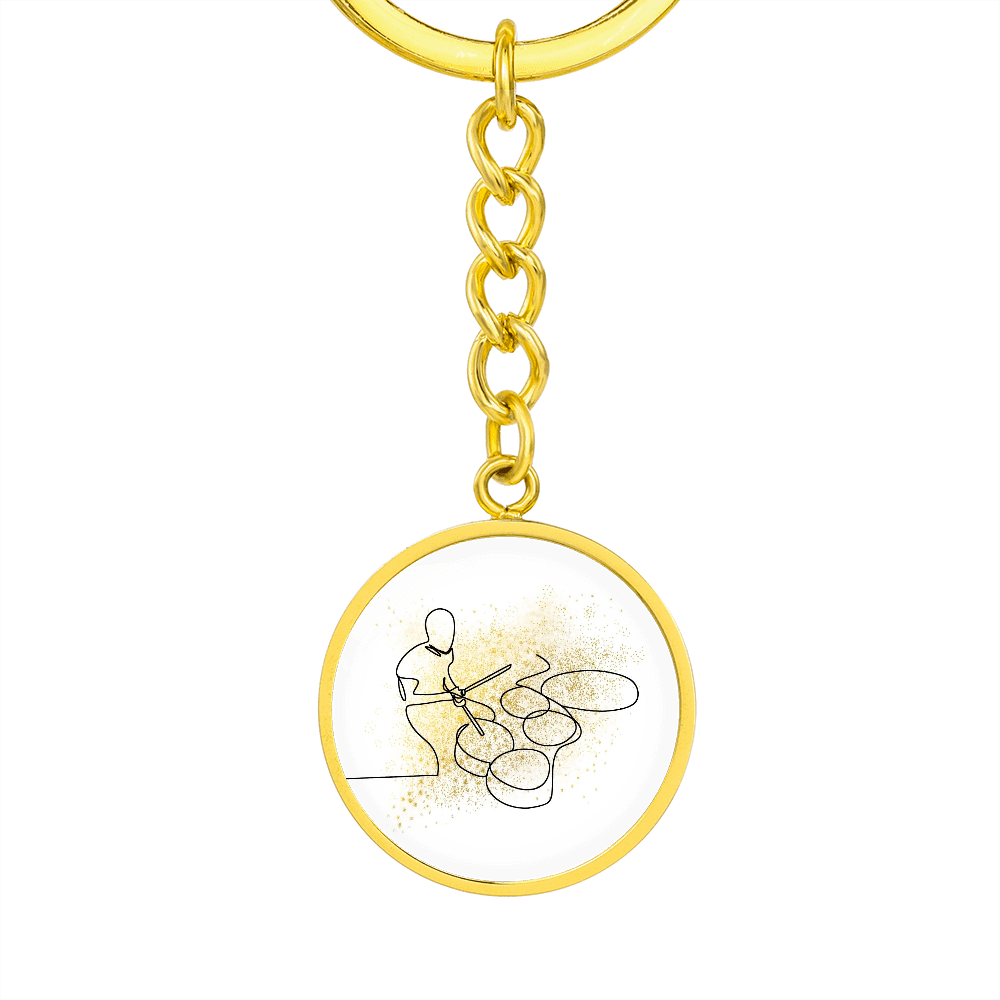 Drums Gold Splatter | Circle Pendant Keychain | Gift for Drummer