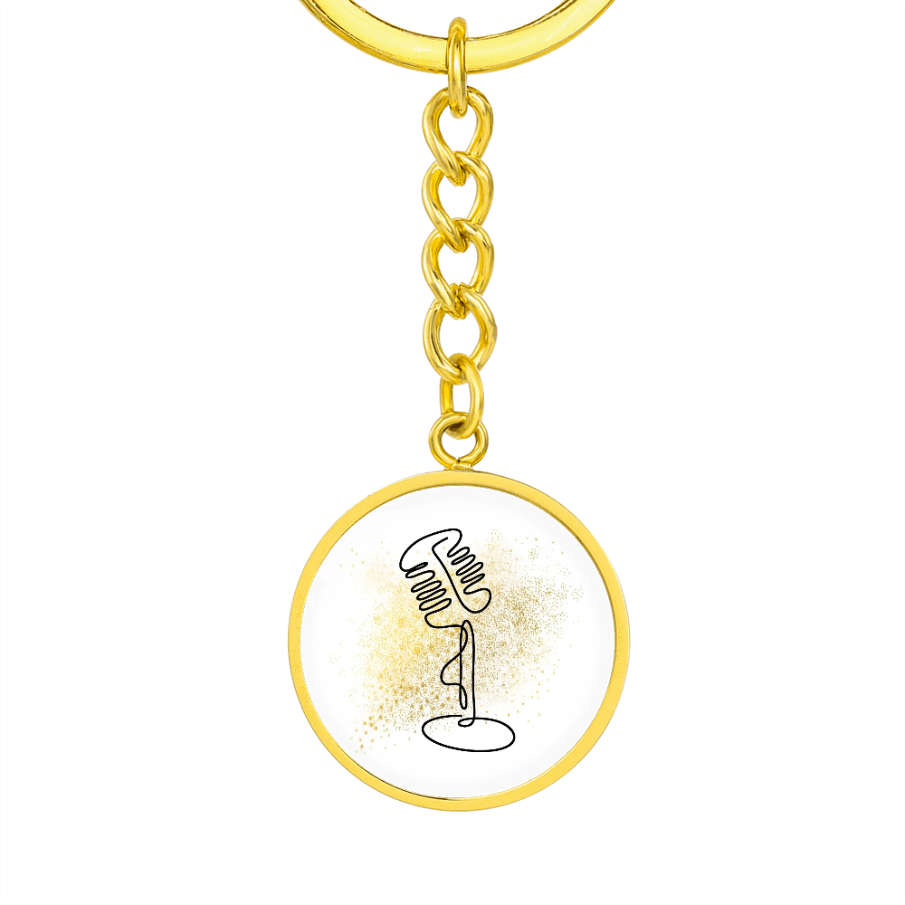 Vintage Microphone Gold Splatter | Circle Pendant Keychain | Gift for Singer