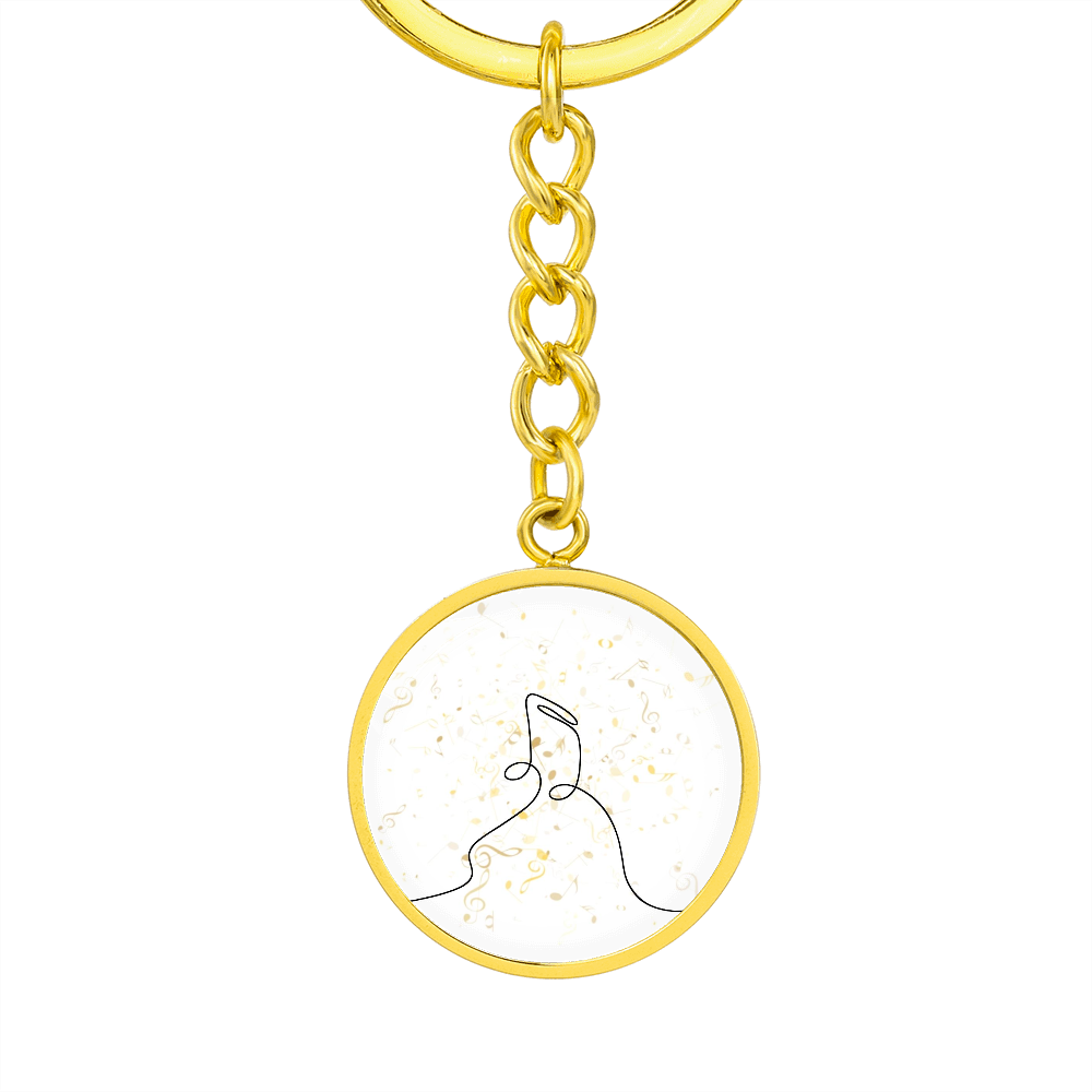 Music Notes | Circle Pendant Keychain | Gift for Musician
