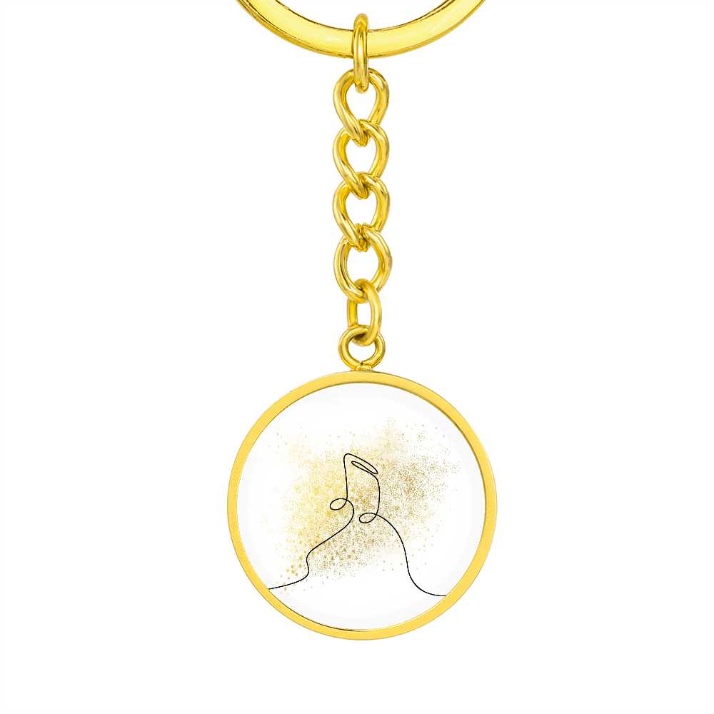Music Notes Gold Splatter | Circle Pendant Keychain | Gift for Musician