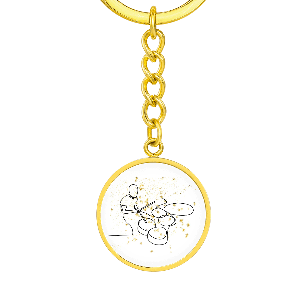Drums Gold Splatter | Circle Pendant Keychain | Gift for Drummer