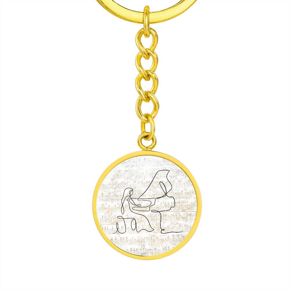 Grand Piano Sheet Music | Circle Pendant Keychain | Gift for Pianist