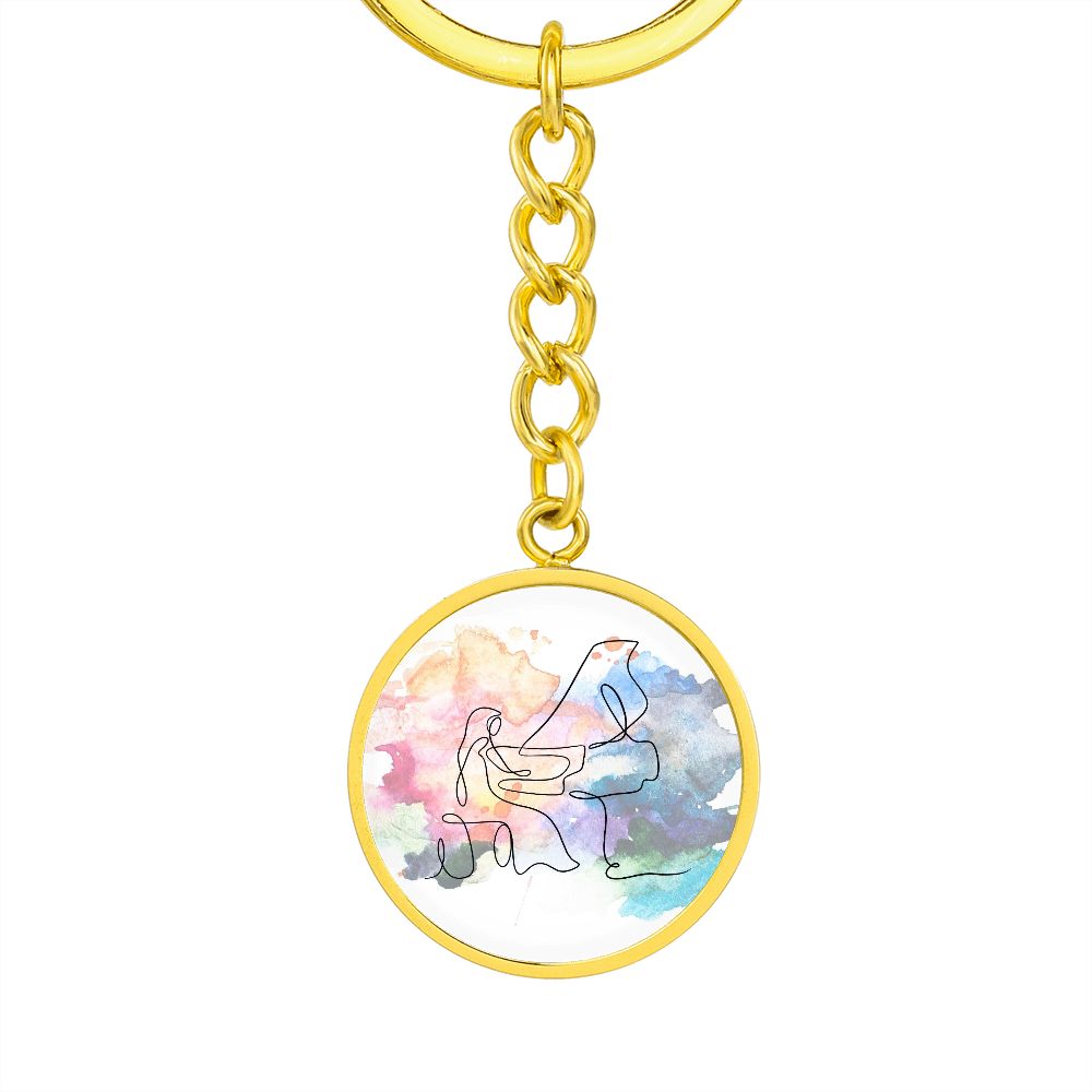 Grand Piano Colorful | Circle Pendant Keychain | Gift for Pianist