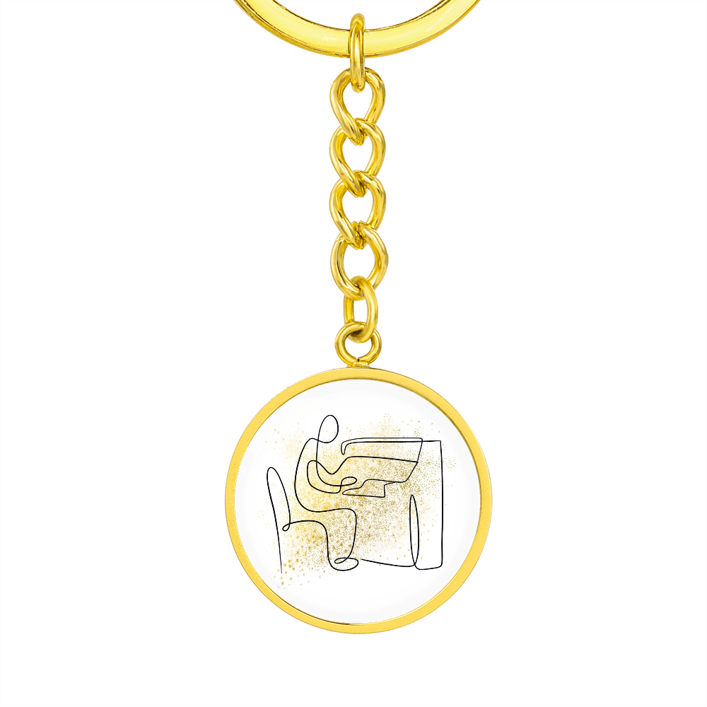 Piano Gold Splatter | Circle Pendant Keychain | Gift for Pianist