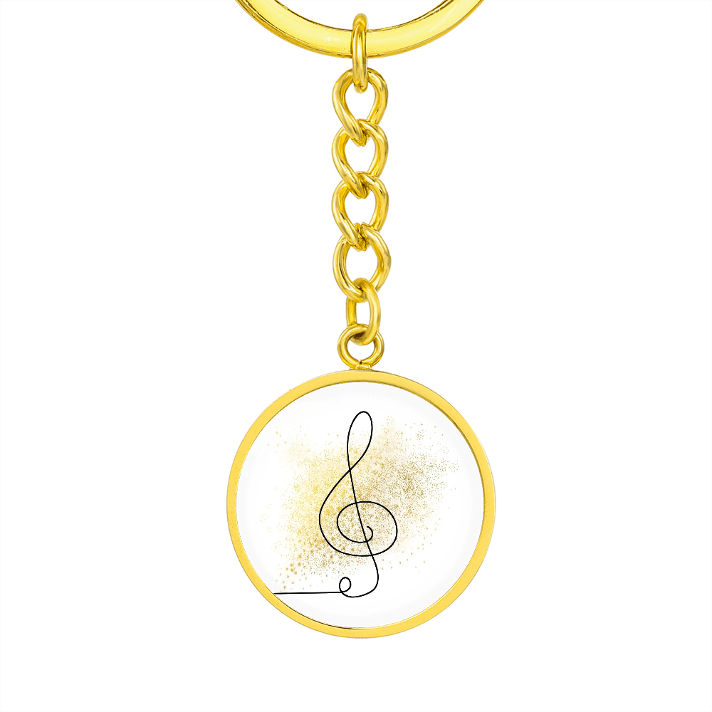 Music Clef Gold Splatter | Circle Pendant Keychain | Gift for Musician