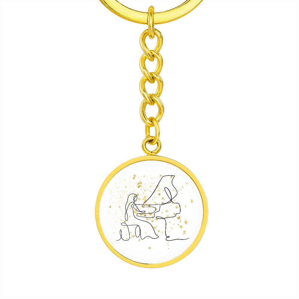 Grand Piano Gold Stars | Circle Pendant Keychain | Gift for Pianist