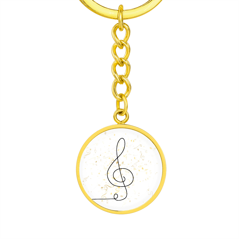 Music Clef Music Notes | Circle Pendant Keychain | Gift for Musician