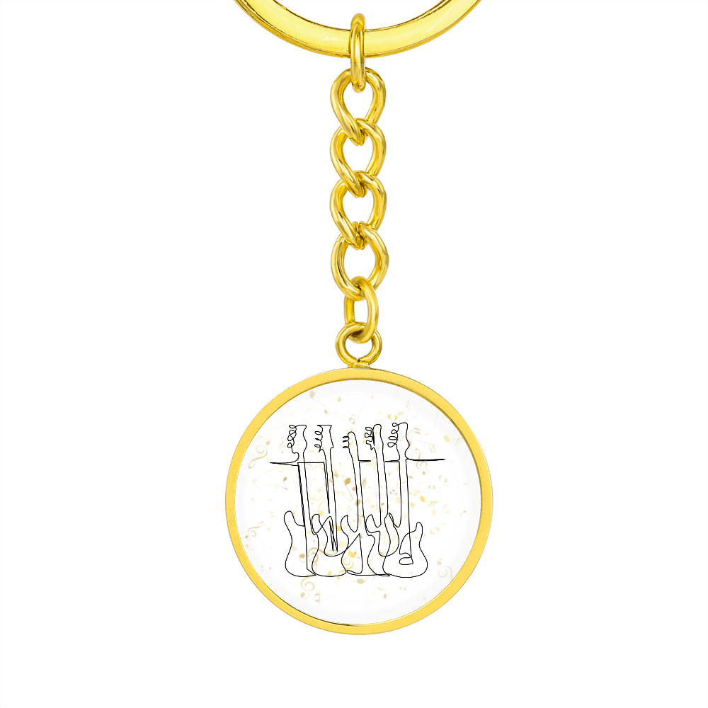 Bass Guitar Music Notes | Circle Pendant Keychain | Gift for Bassist - Givtz Back