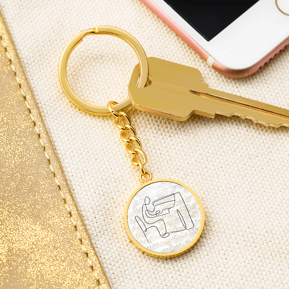 Piano Sheet Music | Circle Pendant Keychain | Gift for Pianist