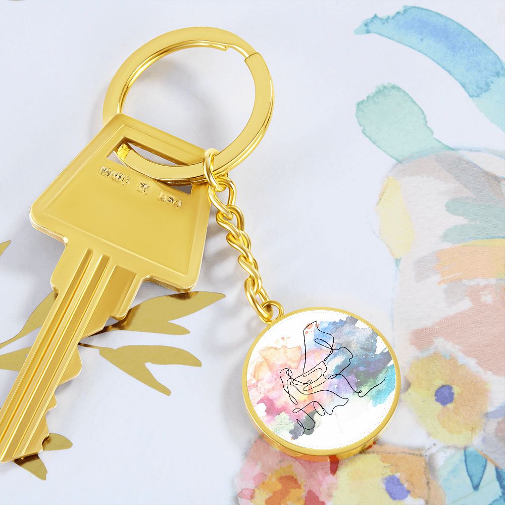 Grand Piano Colorful | Circle Pendant Keychain | Gift for Pianist