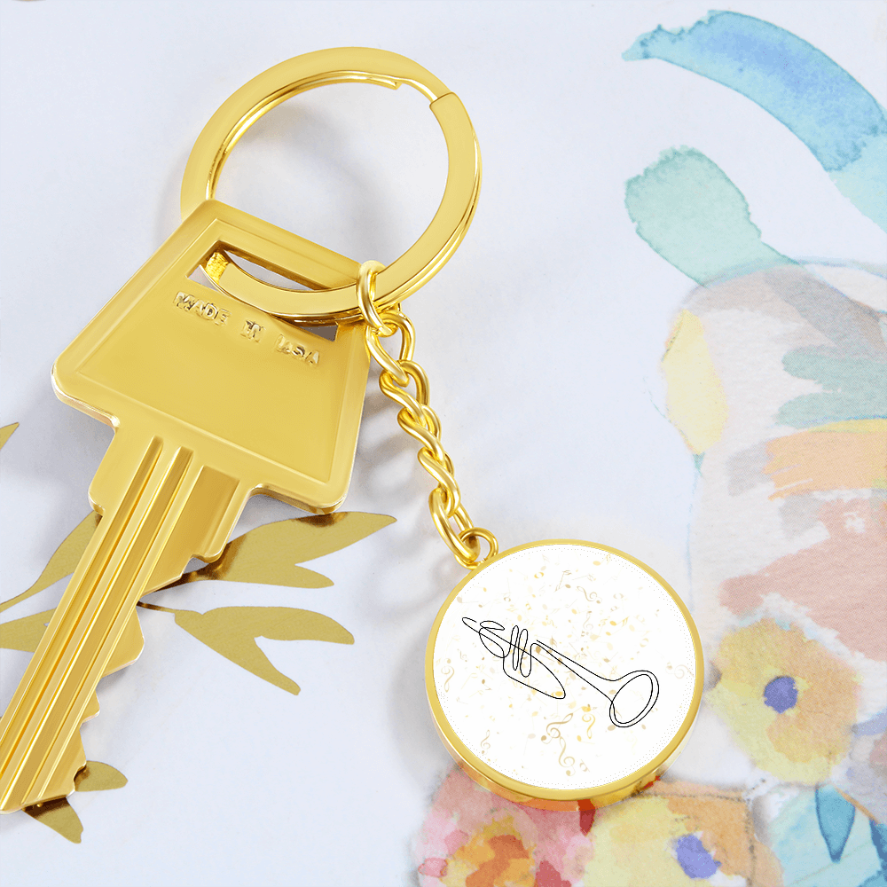 Trumpet Music Notes | Circle Pendant Keychain | Gift for Trumpetist