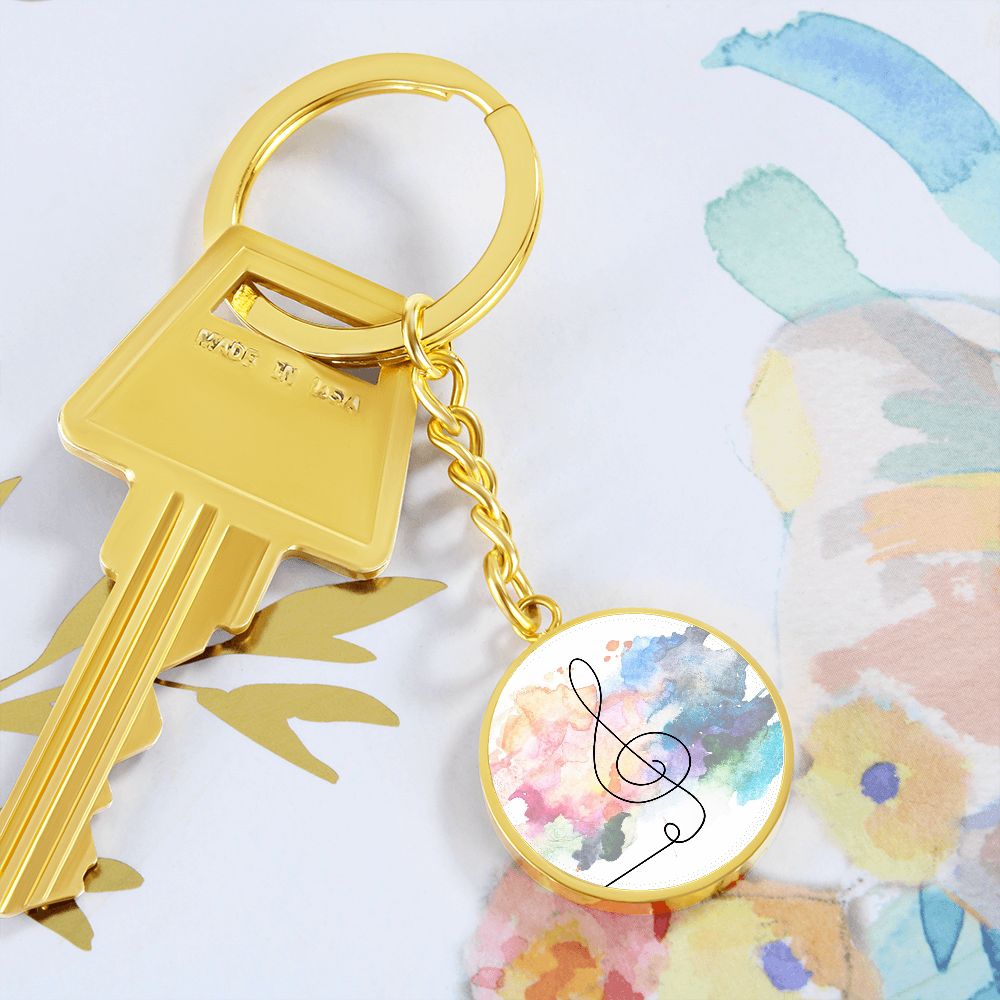 Music Clef Colorful | Circle Pendant Keychain | Gift for Musician