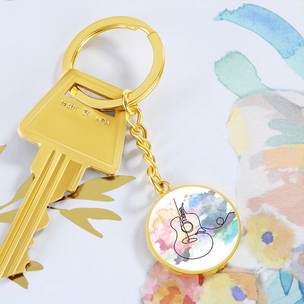 Guitar Colorful | Circle Pendant Keychain | Gift for Guitarist