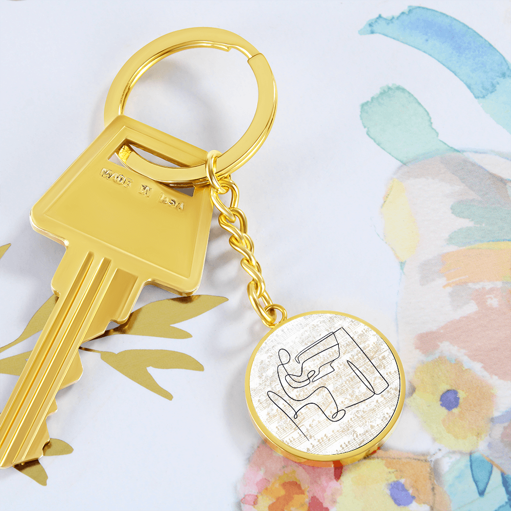 Piano Sheet Music | Circle Pendant Keychain | Gift for Pianist