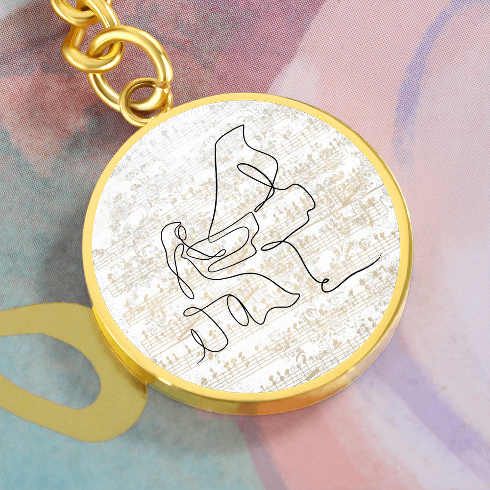 Grand Piano Sheet Music | Circle Pendant Keychain | Gift for Pianist