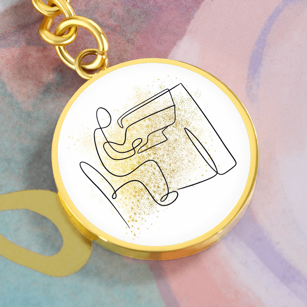 Piano Gold Splatter | Circle Pendant Keychain | Gift for Pianist