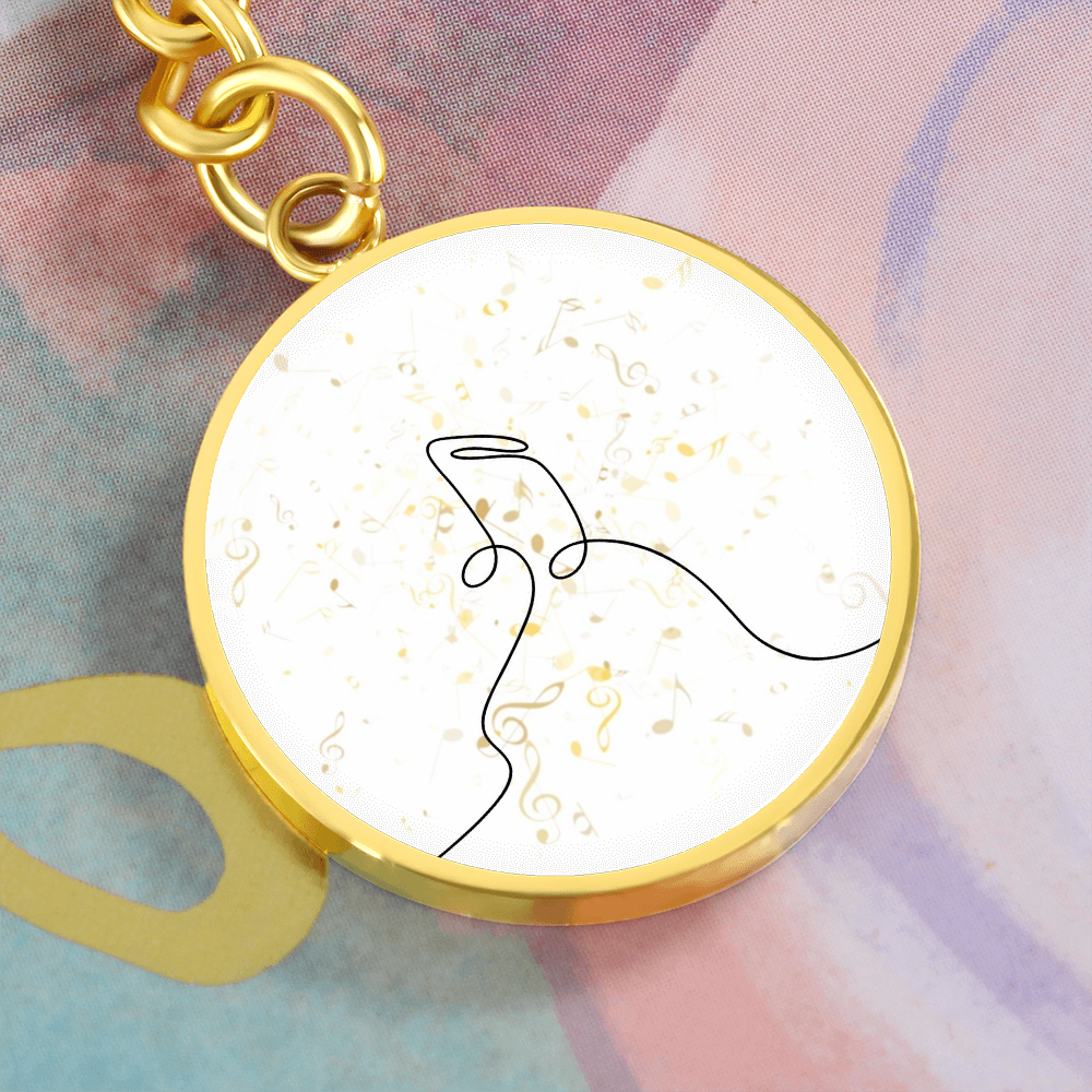 Music Notes | Circle Pendant Keychain | Gift for Musician