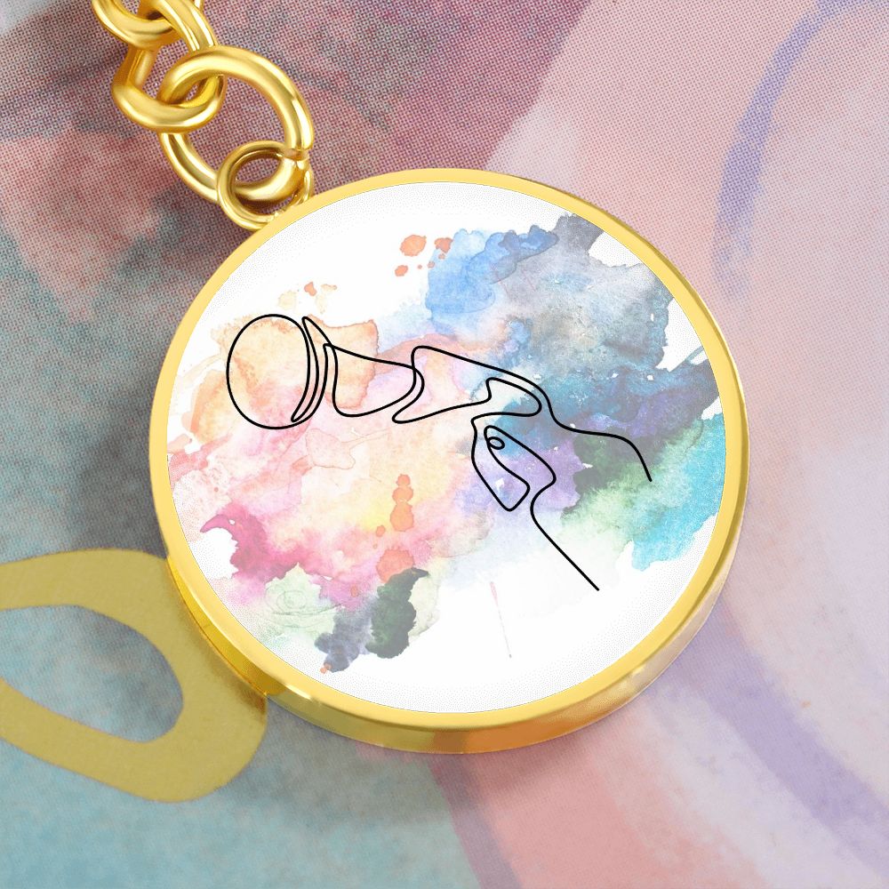 Microphone Colorful | Circle Pendant Keychain | Gift for Singer