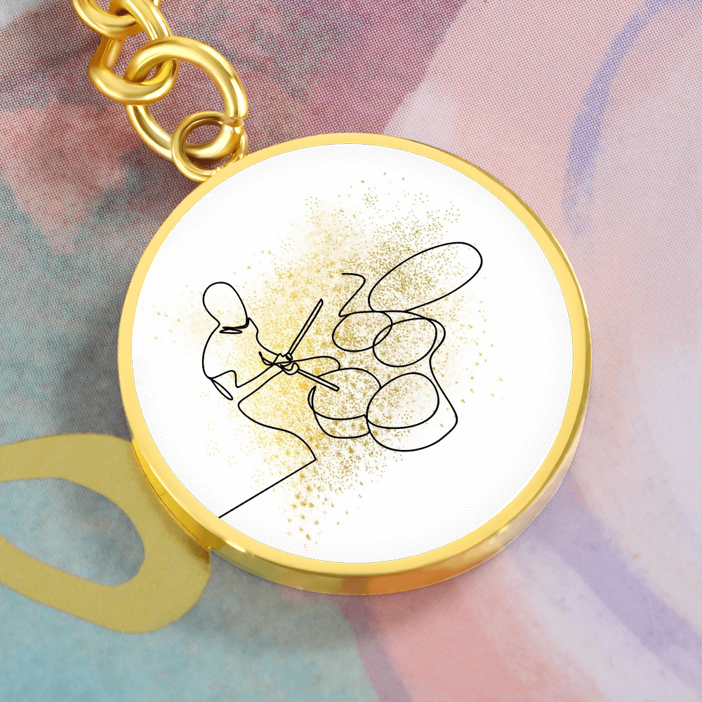Drums Gold Splatter | Circle Pendant Keychain | Gift for Drummer
