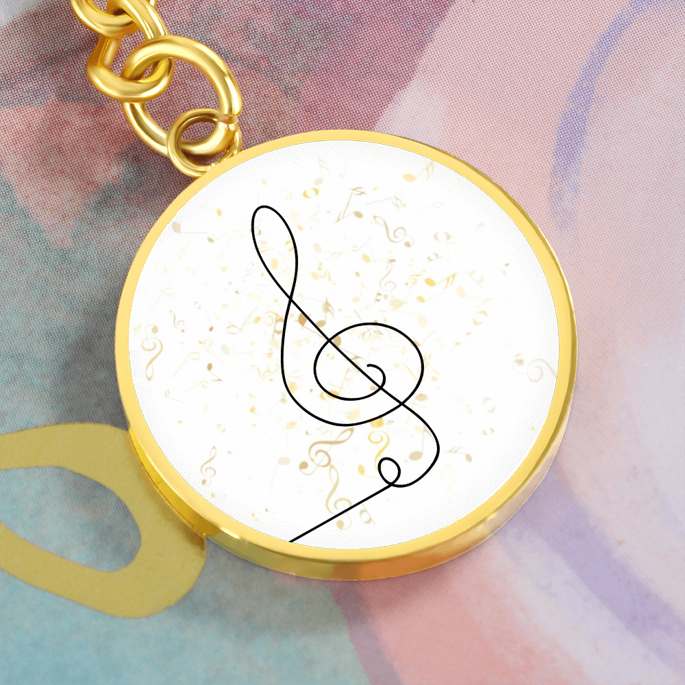 Music Clef Music Notes | Circle Pendant Keychain | Gift for Musician