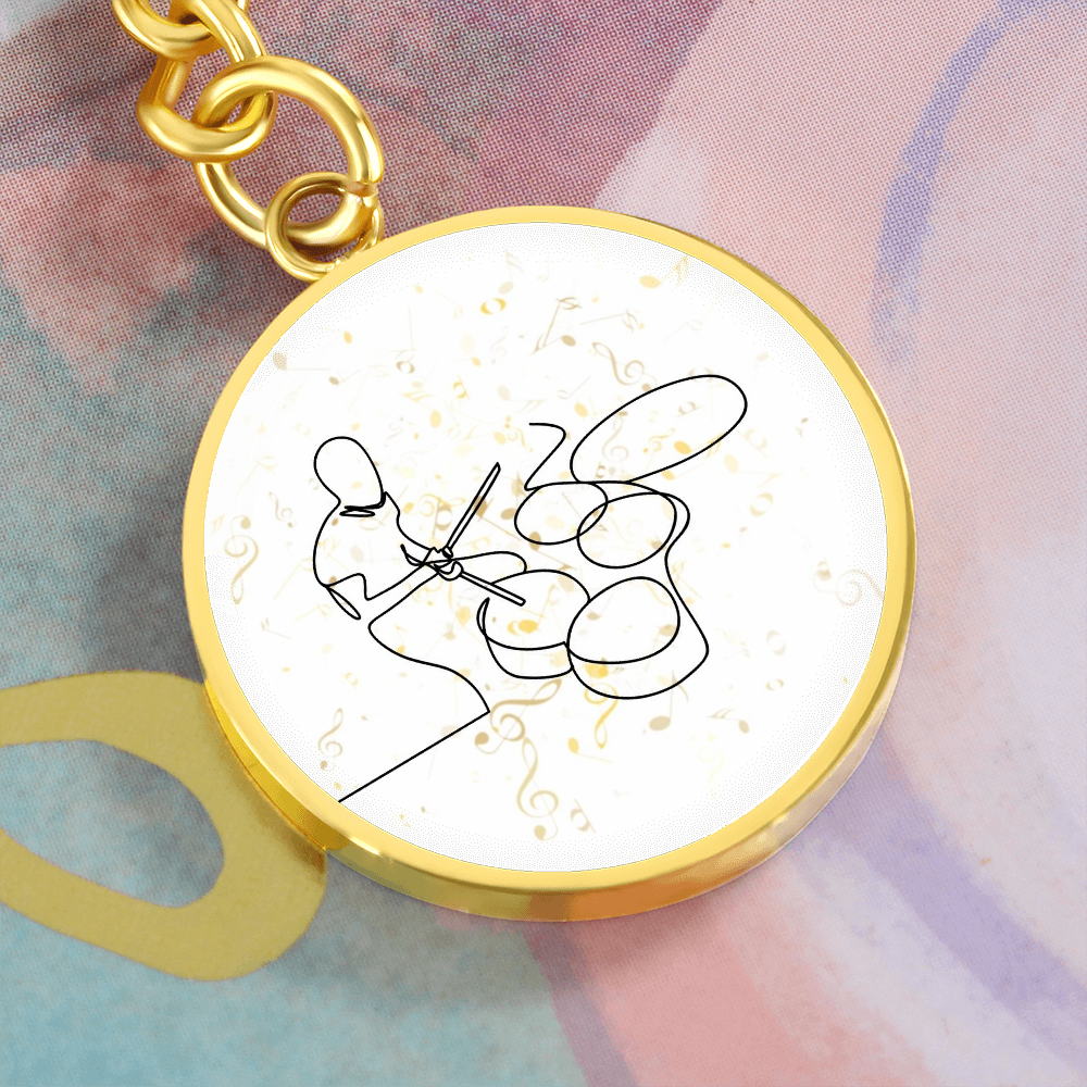 Drums Music Notes | Circle Pendant Keychain | Gift for Drummer