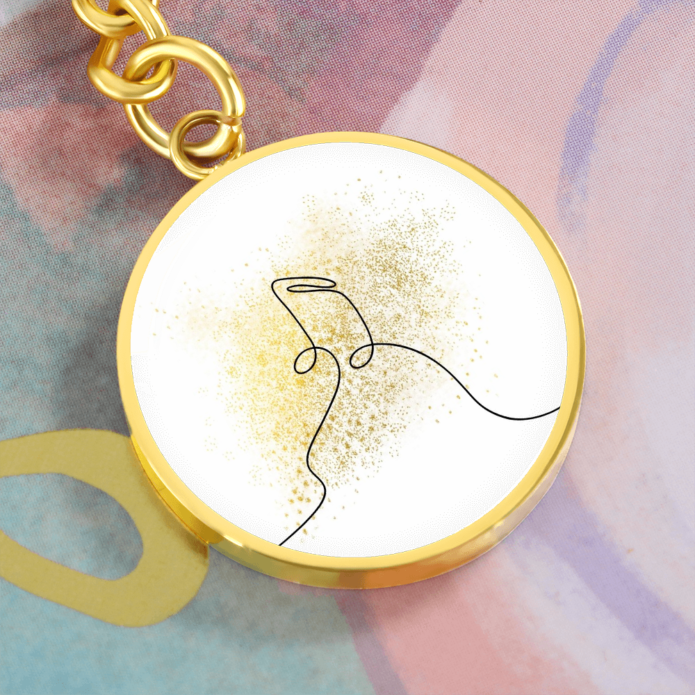 Music Notes Gold Splatter | Circle Pendant Keychain | Gift for Musician