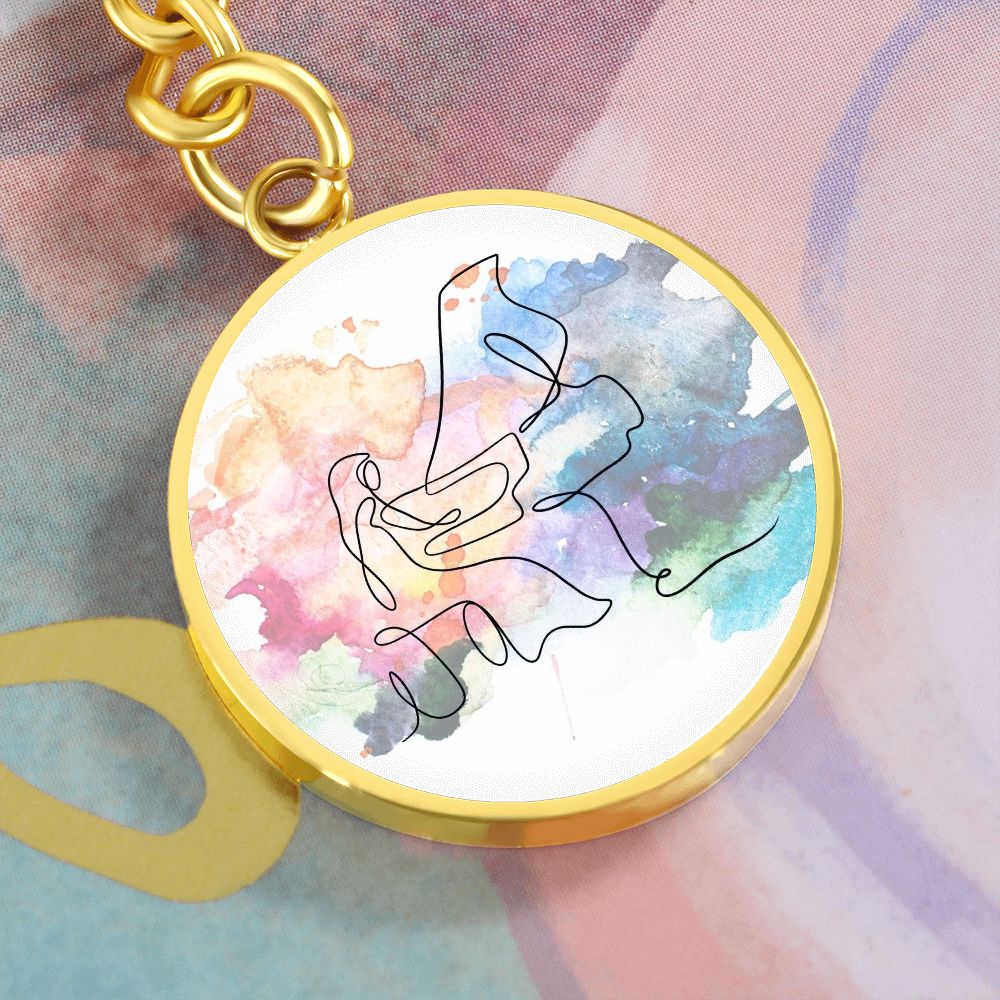 Grand Piano Colorful | Circle Pendant Keychain | Gift for Pianist