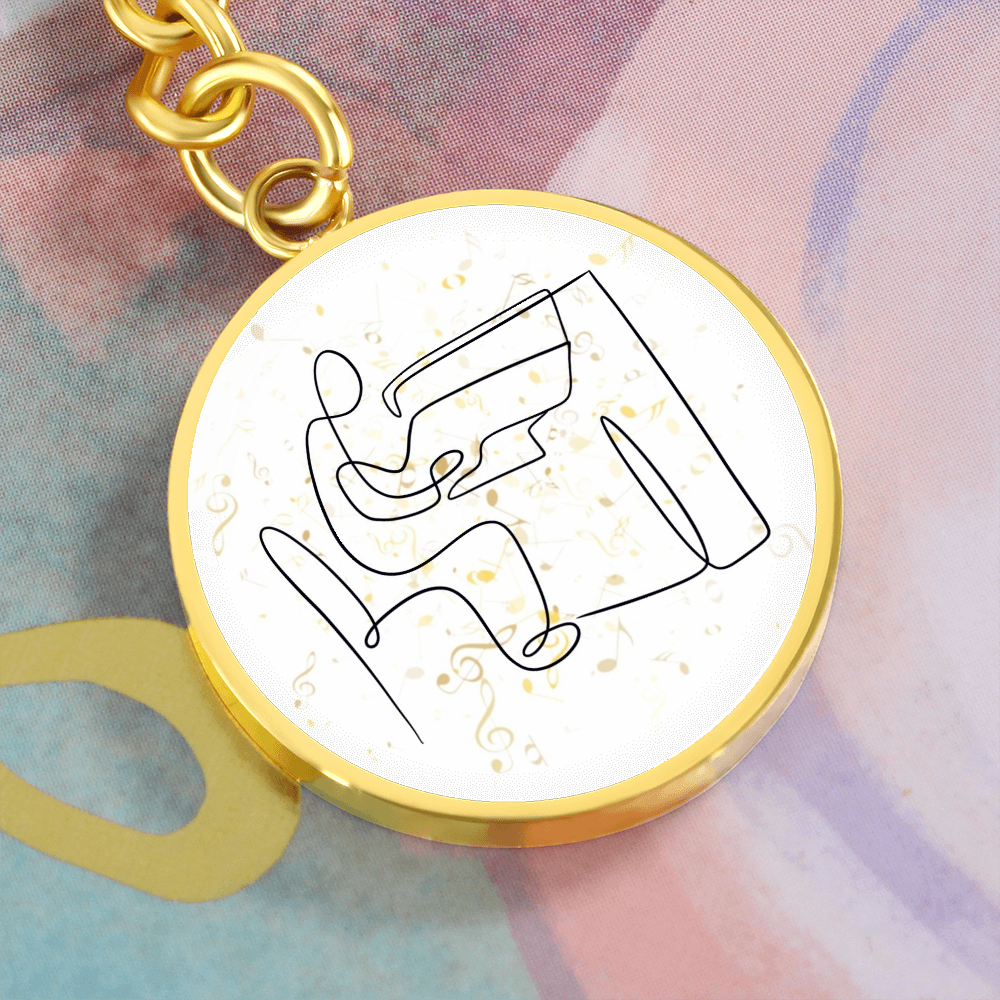 Piano Music Notes | Circle Pendant Keychain | Gift for Pianist
