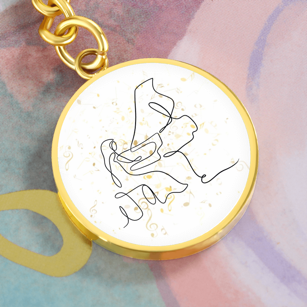 Grand Piano Music Notes | Circle Pendant Keychain | Gift for Pianist