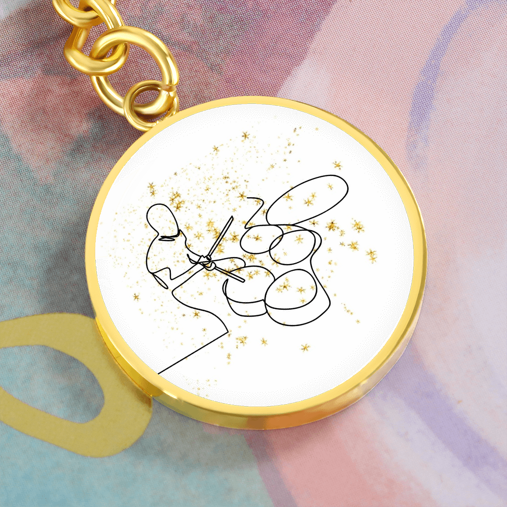 Drums Gold Splatter | Circle Pendant Keychain | Gift for Drummer