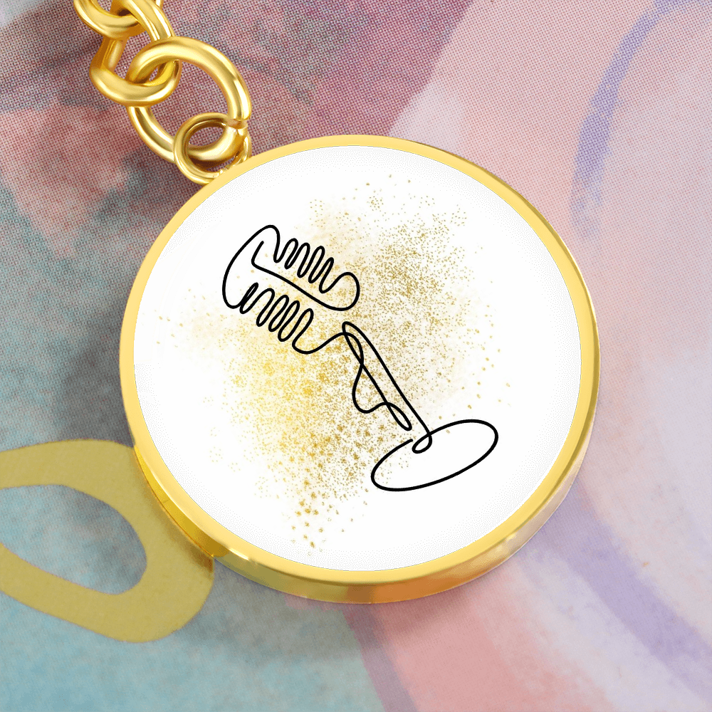 Vintage Microphone Gold Splatter | Circle Pendant Keychain | Gift for Singer