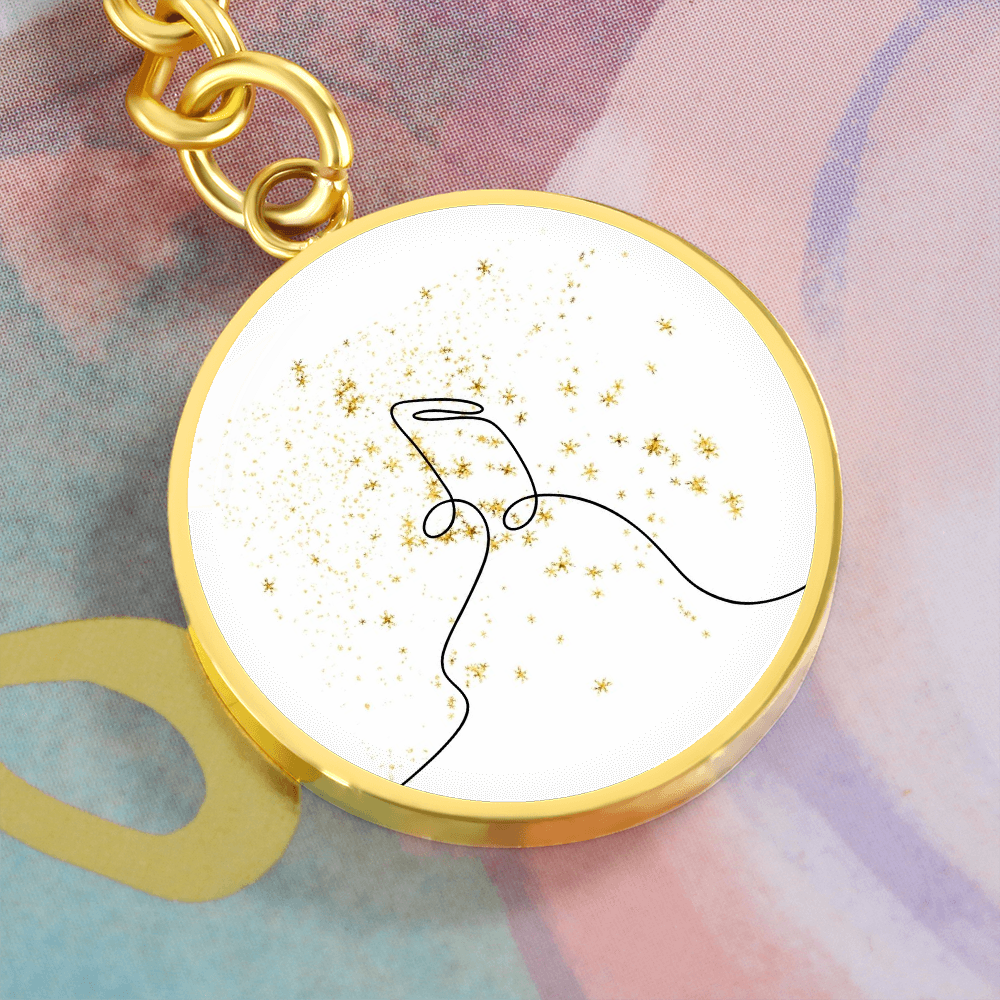 Music Notes Gold Stars | Circle Pendant Keychain | Gift for Musician