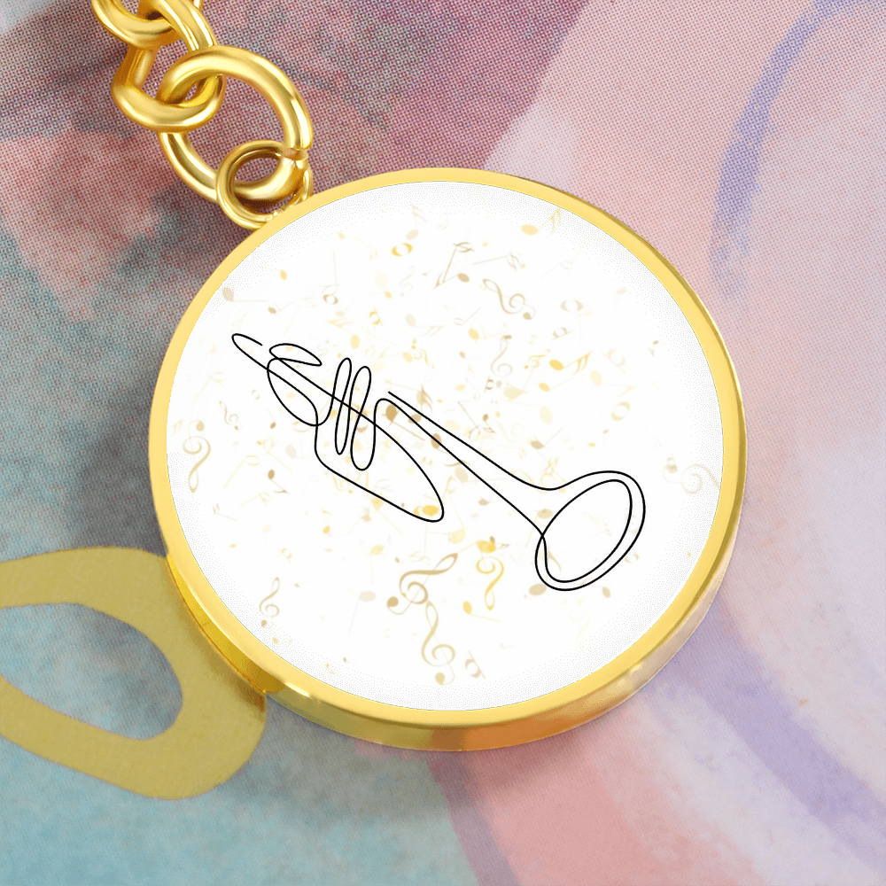 Trumpet Music Notes | Circle Pendant Keychain | Gift for Trumpetist