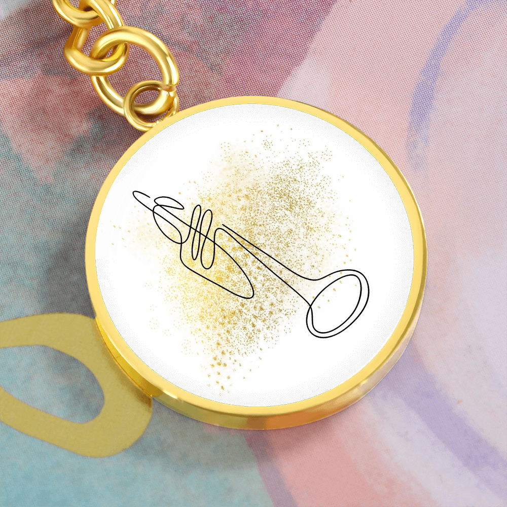 Trumpet Gold Splatter | Circle Pendant Keychain | Gift for Trumpetist