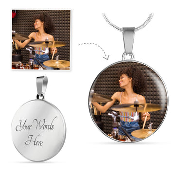 [Upload Your Photo] Female Drummer Circle Necklace