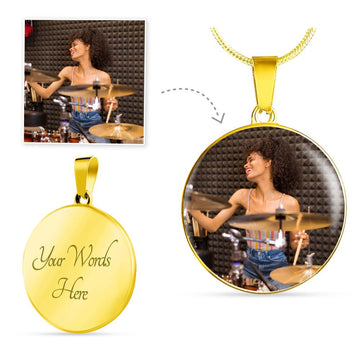 [Upload Your Photo] Female Drummer Circle Necklace