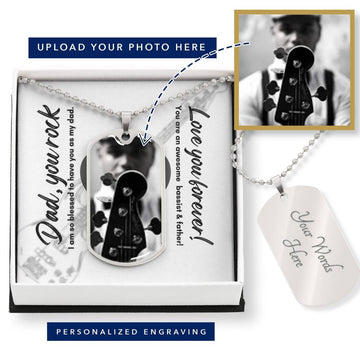 [Upload Your Photo] Dog Tag | Dad | Bassist | Necklace