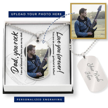 [Upload Your Photo] Dog Tag | Dad | Guitarist | Necklace