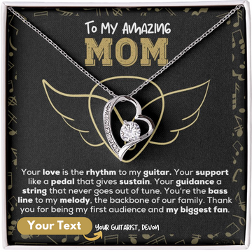 Necklace with Personalized Message Card Your Love is the Rhythm | Guitarist Gift for Mom