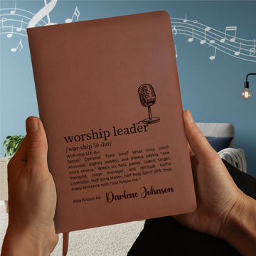 Personalized Music Notebook for Worship Leaders, Vegan Leather Christian Journal Gift, Engraved Notebook, Pastor Appreciation Gift