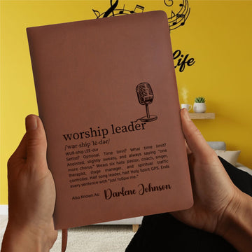 Personalized Music Notebook for Worship Leaders, Vegan Leather Christian Journal Gift, Engraved Notebook, Pastor Appreciation Gift