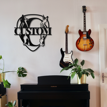Guitarist Pick Monogram Name Sign | Custom Metal Wall Art